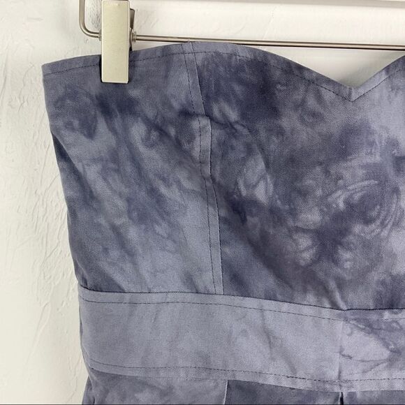 Roxy Gray Blue Tie Dye Sweetheart Sleeveless Strapless Mini Dress 5 - Picture 2 of 5